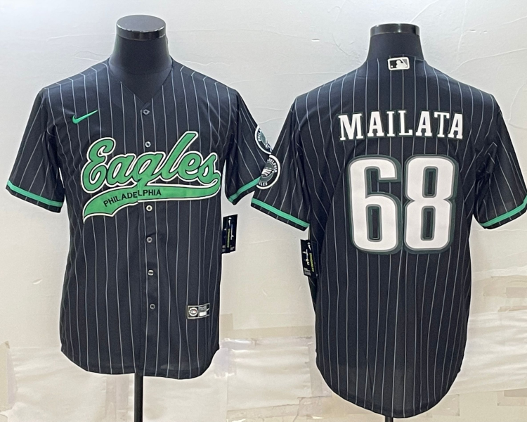 Men's Philadelphia Eagles Jordan Mailata #68 Black Jersey Joint Edition