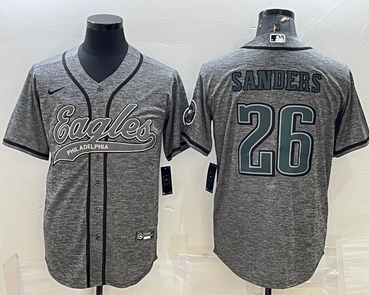 Men's Philadelphia Eagles Miles Sanders #26 Gray Jersey Joint Edition