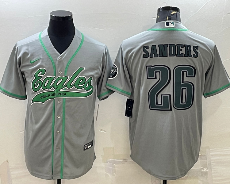 Men's Philadelphia Eagles Miles Sanders #26 Gray Jersey Joint Edition