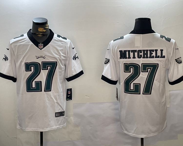 Men's Philadelphia Eagles Quinyon Mitchell #27 White Jersey