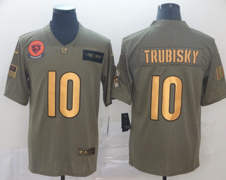 Men's Chicago Bears Mitch Trubisky #10 Brown Jersey
