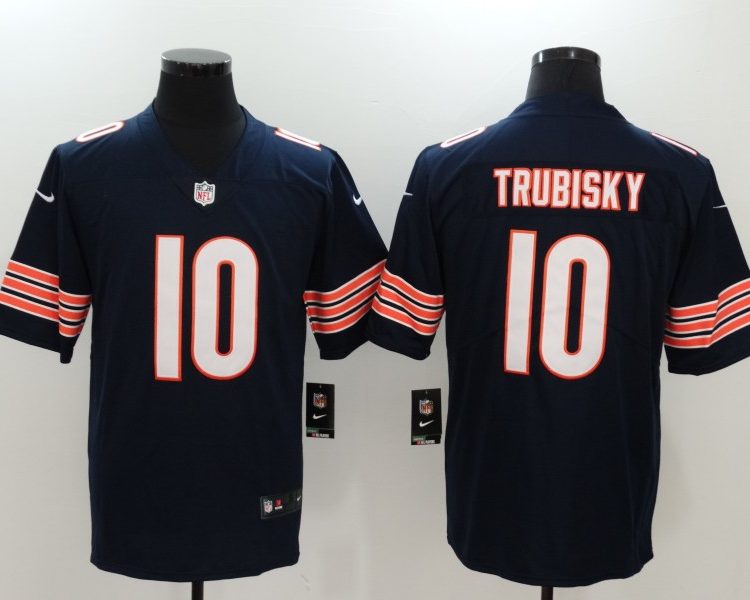 Men's Chicago Bears Mitch Trubisky #10 Navy Jersey