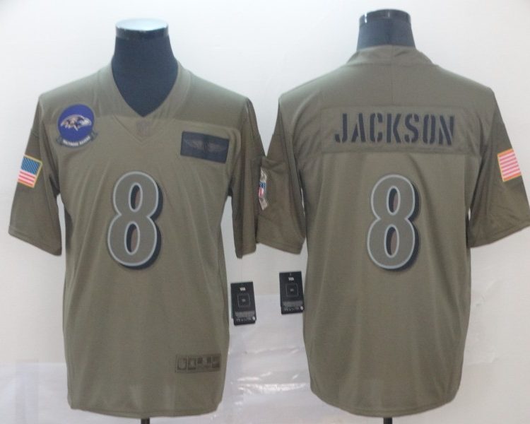 Men's Baltimore Ravens #8 Lamar Jackson Brown Jersey