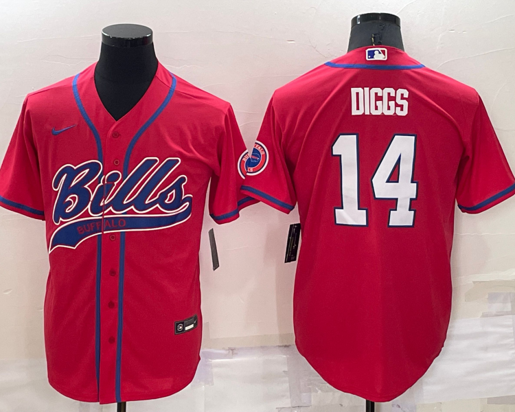 Men's Buffalo Bills Stefon Diggs #14 Red Jersey Joint Edition