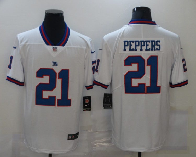 Men's New York Giants Jabrill Peppers #21 White Jersey