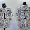 Men's New York Giants Malik Nabers #1 Arctic Camo 2024 Salute to Service Limited Jersey