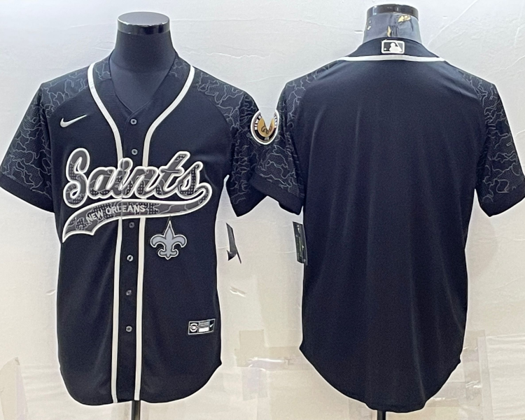 Men's New Orleans Saints Black RFLCTV Limited Blank Jersey