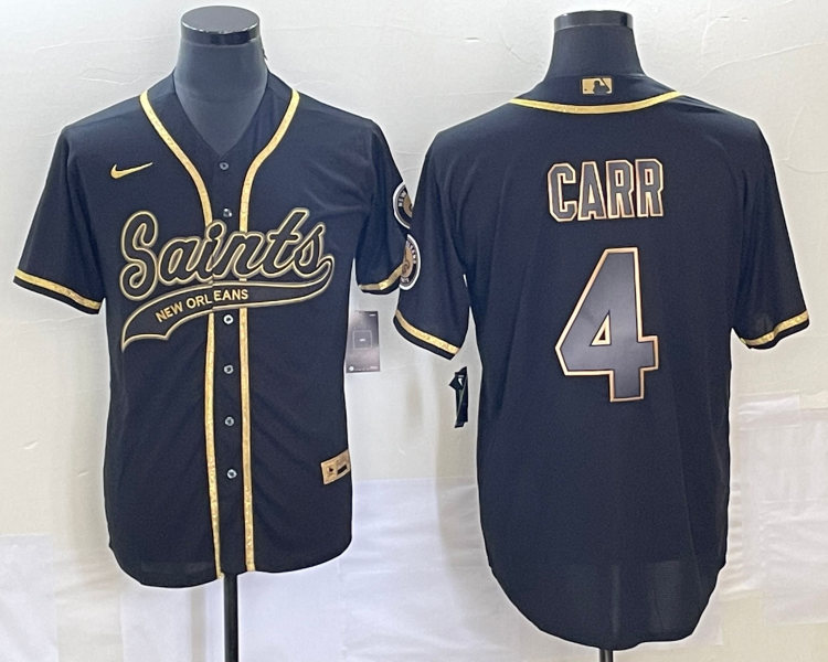 Men's New Orleans Saints Derek Carr #4 Black Jersey Joint Edition