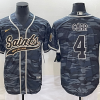 Men's New Orleans Saints Derek Carr #4 Grey Camouflage Jersey Joint Edition