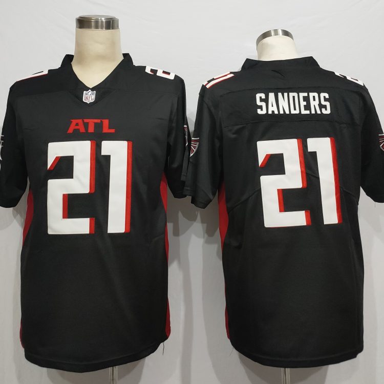 Men's Atlanta Falcons Deion Sanders #21 Black Jersey