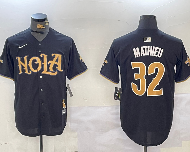 Men's New Orleans Saints Tyrann Mathieu #32 Black Jersey