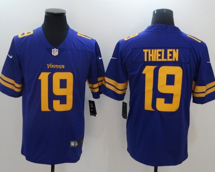 Men's Minnesota Vikings #19 Adam Thielen Jersey Purple Yellow