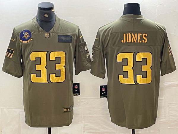 Men's Minnesota Vikings Aaron Jones #33 Olive Jersey