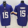 Men's Minnesota Vikings Dallas Turner #15 Purple Jersey