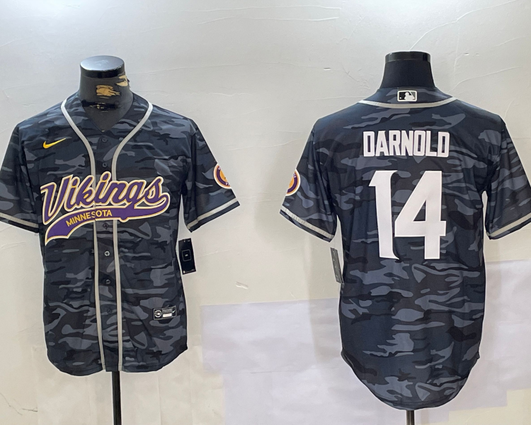 Men's Minnesota Vikings Sam Darnold #14 Grey Camouflage Jersey