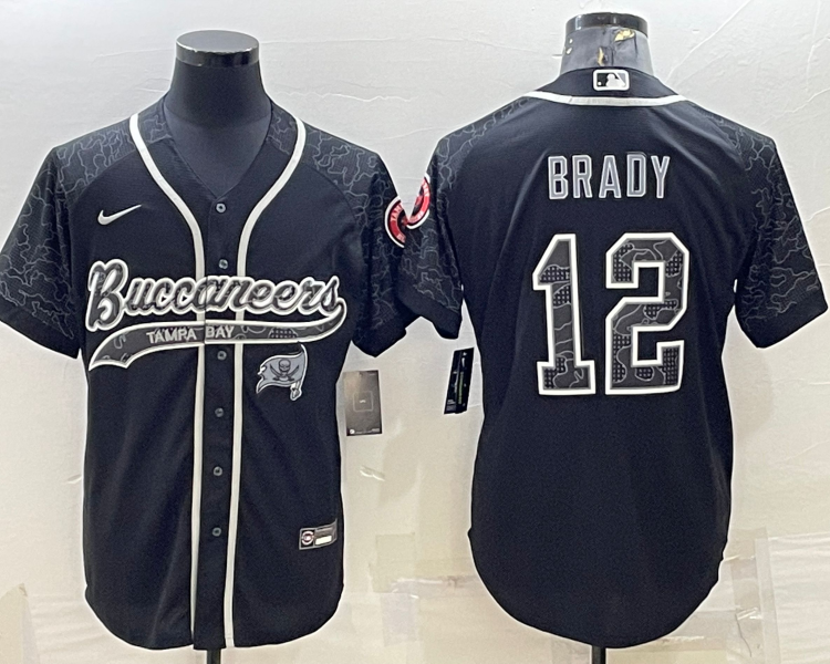 Men's Tampa Bay Buccaneers Tom Brady #12 Black Retired RFLCTV Limited Jersey Joint Edition