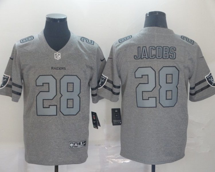 Men's Las Vegas Raiders Josh Jacobs #28 Gray Jersey