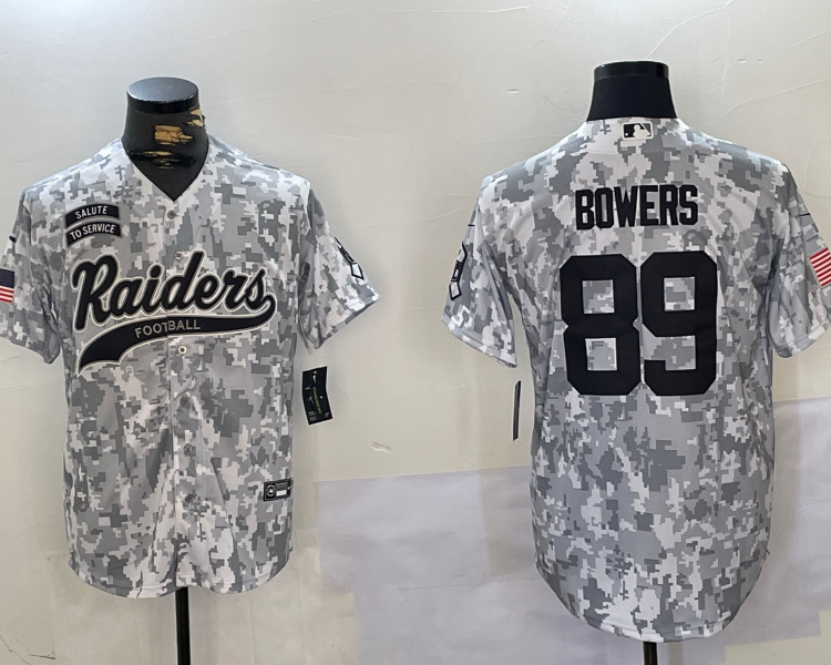 Men's Las Vegas Raiders Brock Bowers #89 Arctic Camo Salute to Service Limited Jersey