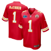 Men's Kansas City Chiefs Jerick McKinnon #1 Red Super Bowl LVII Patch Jersey
