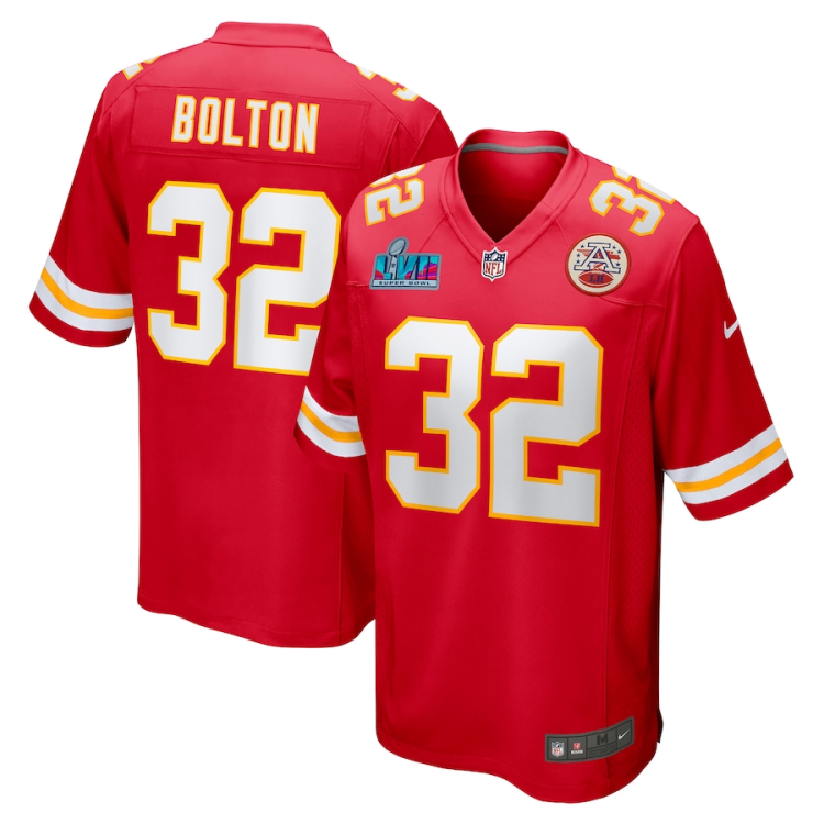 Men's Kansas City Chiefs Nick Bolton #32 Red Super Bowl LVII Patch Jersey