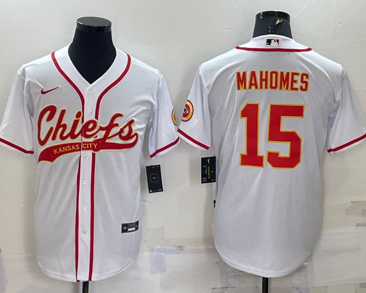 Men's Kansas City Chiefs Patrick Mahomes #15 White Jersey Joint Edition