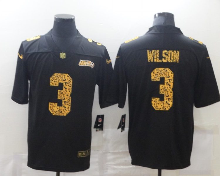 Men's Seattle Seahawks Russell Wilson #3 Black Jersey