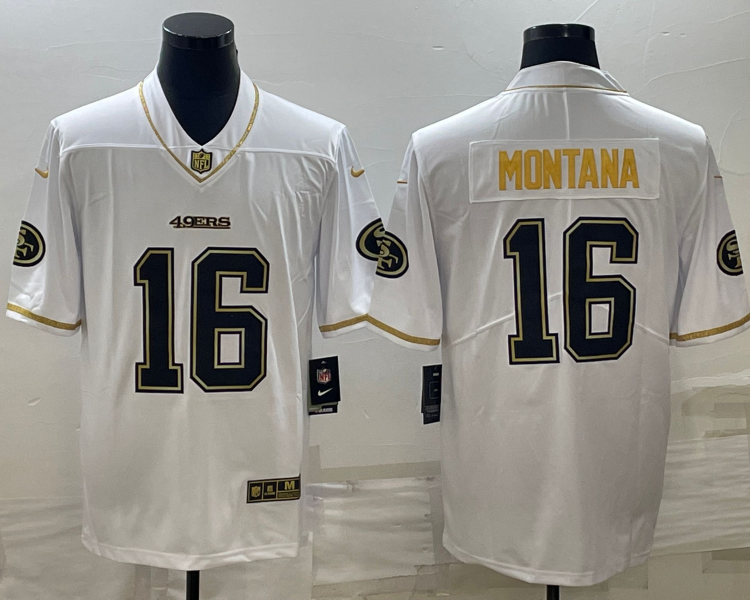 Men's San Francisco 49ers Joe Montana #16 White Jersey