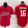Men's San Francisco 49ers Joe Montana #16 Red Jersey Joint Edition