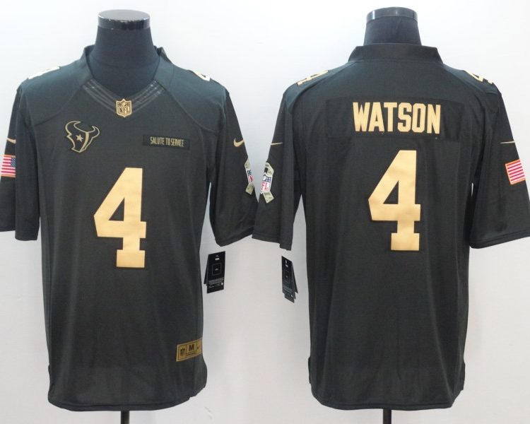 Men's Houston Texans #4 Deshaun Watson Black Team Jersey
