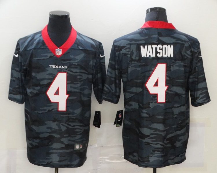 Men's Houston Texans Deshaun Watson #4 Gray Camouflage Jersey