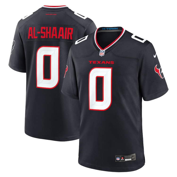 Men's Houston Texans Azeez Al-Shaair #0 Navy Team Jersey