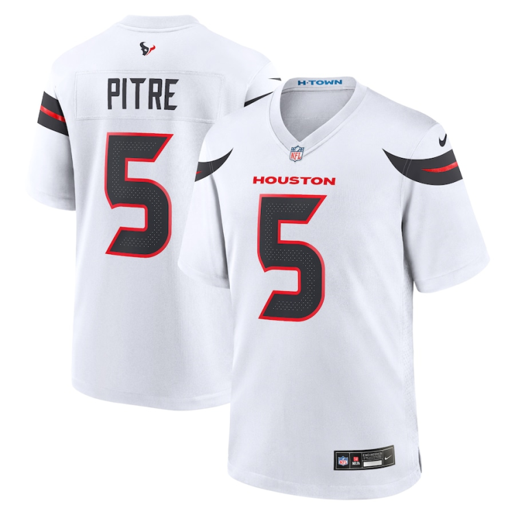 Men's Houston Texans Jalen Pitre #5 White Jersey