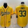 Men's Green Bay Packers Aaron Jones #33 Gold Inverted Team Jersey Joint Edition