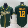 Men's Green Bay Packers Aaron Rodgers #12 Green Jersey Joint Edition