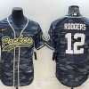 Men's Green Bay Packers Aaron Rodgers #12 Grey camouflage Jersey Joint Edition