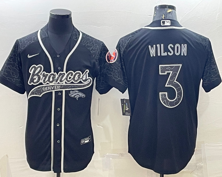 Men's Denver Broncos Russell Wilson #3 Black Retired RFLCTV Limited Jersey Joint Edition