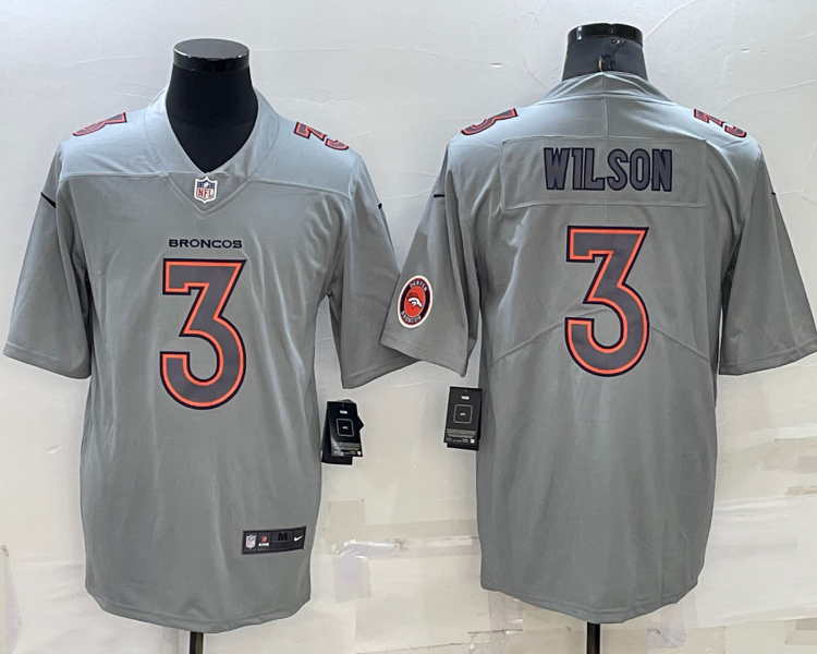 Men's Denver Broncos Russell Wilson #3 Gray Atmosphere Jersey