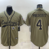 Men's Dallas Cowboys Dak Prescott #4 Olive 2022 Salute To Service Limited Jersey Joint Edition