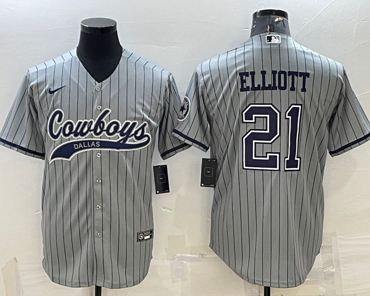 Men's Dallas Cowboys Ezekiel Elliott #21 Gray Jersey Joint Edition