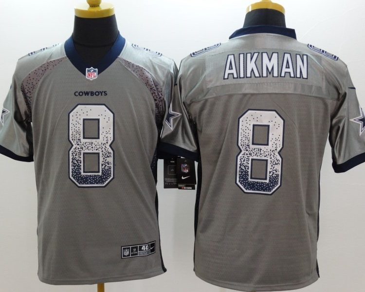 Men's Dallas Cowboys Troy Aikman #8 Gray Jersey