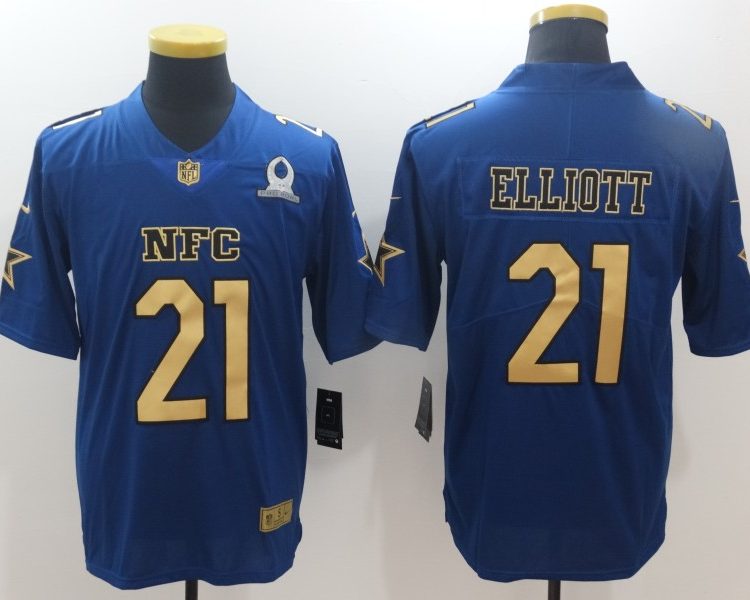 Men's Dallas Cowboys Ezekiel Elliott #21 Blue Jersey