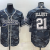 Men's Dallas Cowboys Ezekiel Elliott #21 Grey Camouflage Jersey Joint Edition