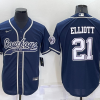 Men's Dallas Cowboys Ezekiel Elliott #21 Navy Jersey Joint Edition