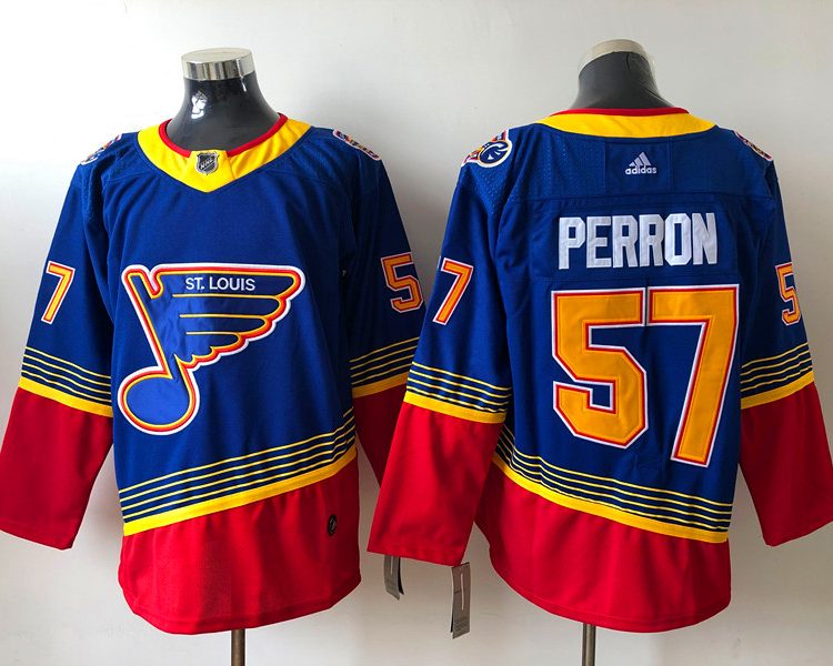 Men's St. Louis Blues David Perron #57 Blue Breakaway Jersey