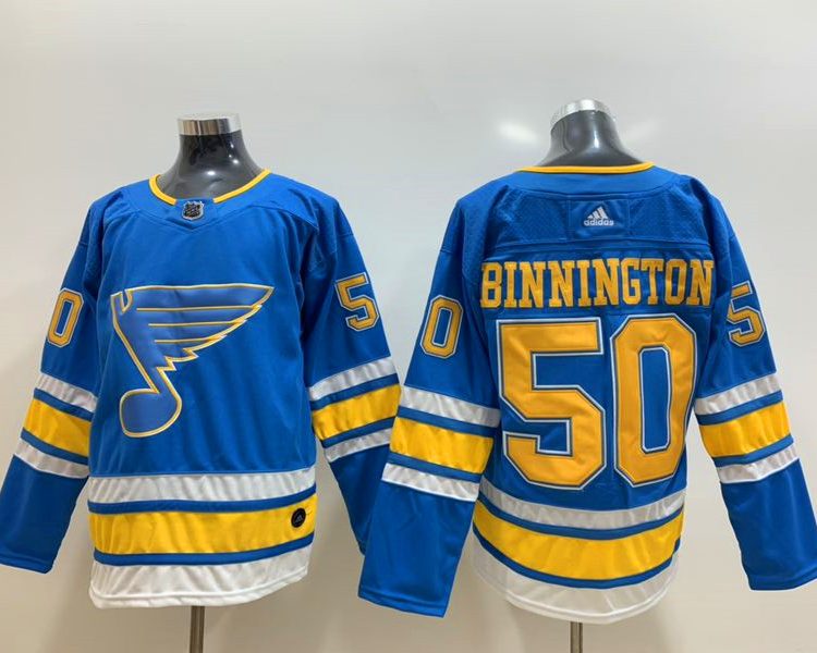 Men's St. Louis Blues Jordan Binnington #50 Blue Breakaway Jersey