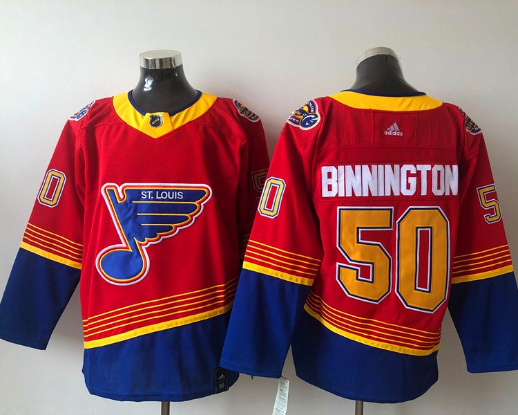 Men's St. Louis Blues Jordan Binnington #50 Red Breakaway Jersey