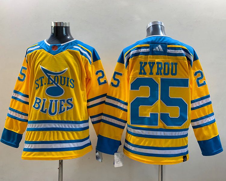 Men's St. Louis Blues Jordan Kyrou #25 Yellow Breakaway Jersey