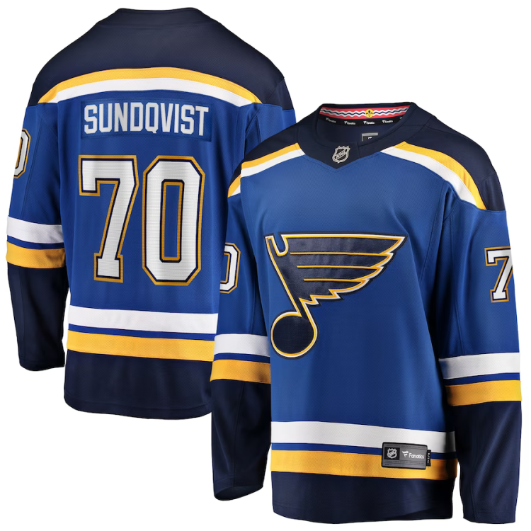 Men's St. Louis Blues Oskar Sundqvist #70 Blue Home Breakaway Jersey