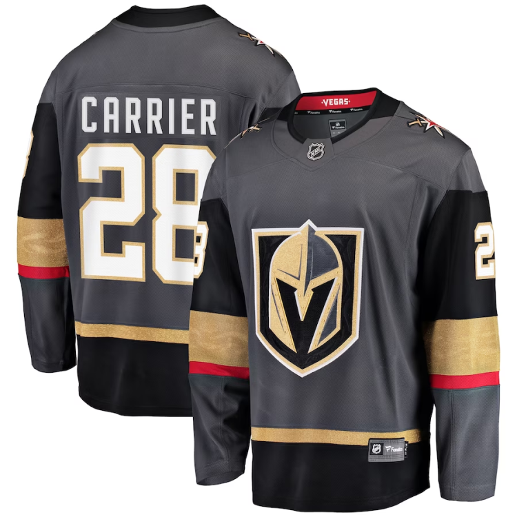 Men's Vegas Golden Knights William Carrier #28 Gray Alternate Breakaway Jersey
