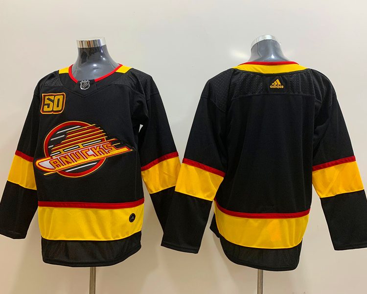 Men's Vancouver Canucks Black Blank Jersey